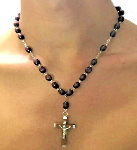 Collana rosario con - croce, da